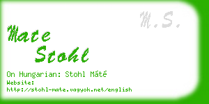 mate stohl business card