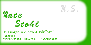 mate stohl business card